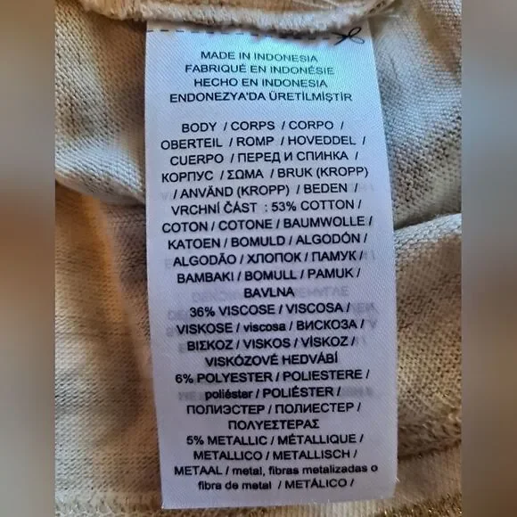 NWT LAUREN Ralph Lauren Metallic Gold Cream Stripe Top Size Small - Picture 5 of 6